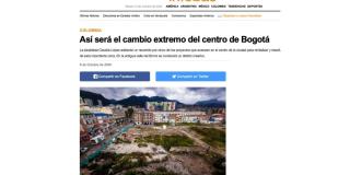El medio Infobae rgistra la visita de la alcaldesa Claudia López a la zona de recuperación en el centro
