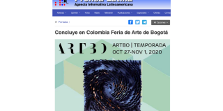 La agencia informativa Prensa Latina reseñó el  balance al cierre de la primera versión digital de la XVI Feria Internacional de Arte de Bogotá