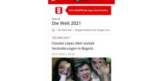 Claudia López hace balance del 2020 en revista alemana