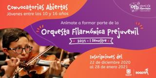 Es tu oportunidad para ser parte de la Orquesta Filarmónica Prejuvenil de la OFB.