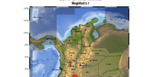 Mapa del sismo de 5.1 en Baraya - Huila