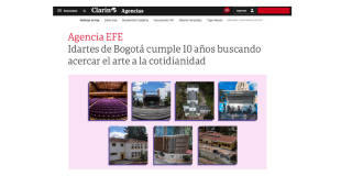 En el artículo titulado Idartes de Bogotá cumple 10 años buscando acercar el arte a la cotidianidad, el diario argentino El Clarín, reseñó el décimo aniversario del Instituto Distrital de las artes de Bogotá, Idartes. 