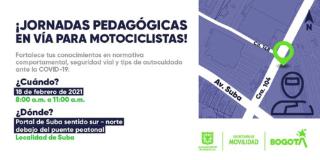 Te esperamos este jueves 18 de febrero de 08:00 a.m a 11:00 a.m en el Portal de Suba sentido sur-norte debajo del puente peatonal. ¡Te esperamos!