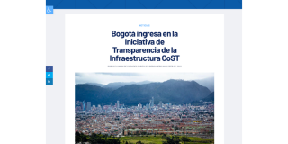 El portal de la red de Ciudades Iberoamericanas destacó que el ingreso de Bogotá ingresa en la Iniciativa de Transparencia de la Infraestructura CoST