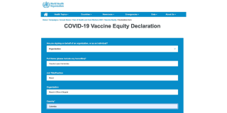 Para sumarse a la Declaración de Equidad Vacunal de la OMS, la Alcaldesa llenó el documento oficial que envía la Organización y que certifica la adherencia a dicha declaración