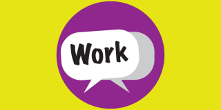 Letrero con palabra work