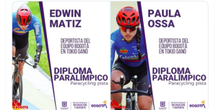 Los deportistas del Equipo Bogotá ganan Diploma Paraolímipico por su desempeño en la categoría Paracycling pista. Pieza: IDRD