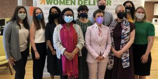  (L to R) Anita Chandy, Maria Rendo, Mariam Kahn, Divua Mathew, Chris Sluter, Kathleen Sherwin and Julia Fan; the directors of Women Deliver with Claudia Lopez, Mayor of Bogotá.