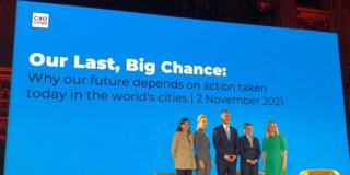 (Left to right), Mayor of Paris, Anne Hidalgo; Mayor of Stockholm, Anna König Jerlmyr; Mayor of Los Angeles, Eric Garcetti; Mayor of Bogotá, Claudia López; Mayor of Phoenix, Kate Gallego. Photo: Mayor's Office of Bogotá. 