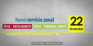 Nueva ruta F918-B918, conecta a Patio Bonito con Terminal del Norte