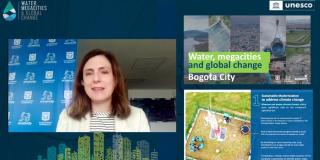  The manager of Empresa de Acueducto y Alcantarillado de Bogotá EAAB, Cristina Arango, participated in the Second International Conference on Water, Megacities and Global Change: EauMega 2022. Image: EauMega 2022 event. 