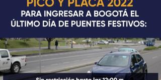 Horarios del pico y placa regional de Bogotá, hoy 10 de enero de 2022