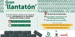 Jornada de 'Llantatón' este 25 de febrero en Suba y Barrios Unidos