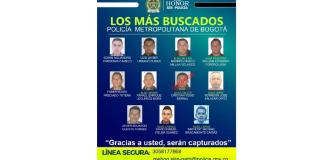 Cartel de los delincuentes más buscados por por hurto en Bogotá 2022