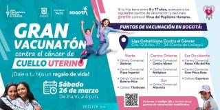 Puntos de vacunación gratuita contra virus del papiloma humano Bogotá
