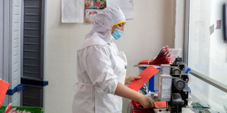 Mujer manipulando alimentos