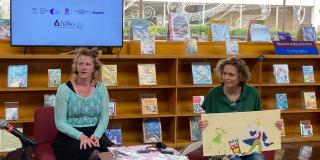 Authors Stern Nijland (left) and Linda de Haan (right) at FILBo 2022