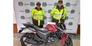 Una motocicleta recuperada por la Policía de Bogotá en Antonio Nariño