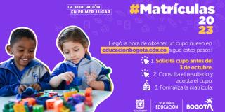 Solicitud de cupo escolar para colegios oficiales de Bogotá para 2023