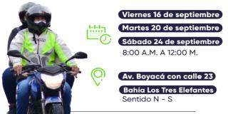 Fechas en septiembre del curso gratuito para motociclistas en Bogotá