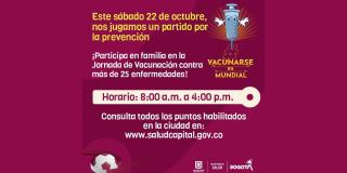 Jornada de vacunación contra 25 enfermedades en Bogotá 22 octubre 