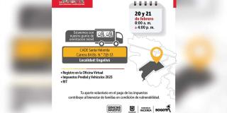 Móvil de impuestos Bogotá estará en Santa Helenita, 20 y 21 de febrero