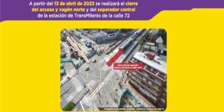 Novedades en estación de TransMilenio de calle 72 por obras del Metro