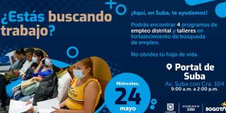 ¿Buscas trabajo? Asiste a esta feria de empleo en el Portal de Suba ¡Mayo 24!
