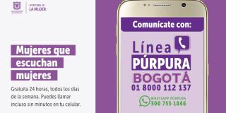 Con Línea Púrpura y más servicios Bogotá atiende y previene violencias a mujeres