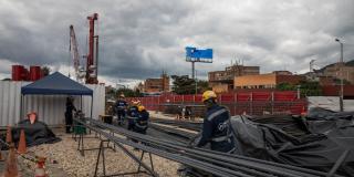Obras de la Línea 1 del Metro en la Autopista Norte con calle 80