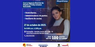Oferta de empleo en Suba y Teusaquillo este 27 de octubre 2023