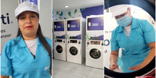 Omaira Rodríguez beneficiaria servicio de lavandería Manzana Cuidado 