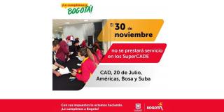 30 de noviembre no hay servicio en SuperCADE para trámites Hacienda