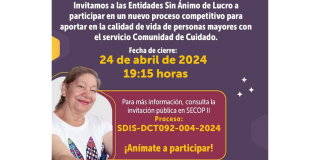 Convocatoria para prestar Servicio Comunidad de Cuidado Bogotá 2024