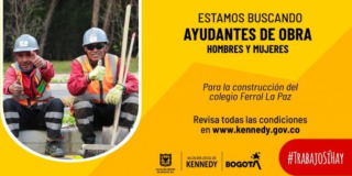 Empleo en Bogotá trabaja en la construcción de colegio en Kennedy