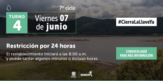 Racionamiento de agua en Bogotá y Soacha viernes 7 de junio 2024
