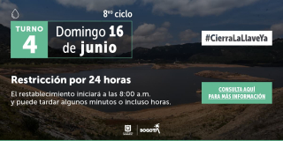 Racionamiento de agua en Bogotá y Soacha domingo 16 de junio 2024 