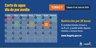 Racionamiento de agua en Bogotá y municipios sábado 13 de julio 2024 