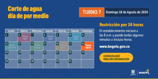 Racionamiento de agua en Bogotá, Funza y más domingo 18 de agosto 2024