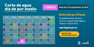Racionamiento de agua en Bogotá y La Calera miércoles 25 de septiembre