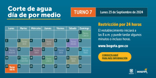 Racionamiento de agua en Bogotá, Funza y otros lunes 23 de septiembre 