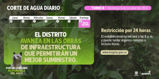 Racionamiento de agua en Bogotá y La Calera domingo 6 de octubre 2024