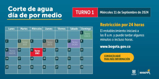 Racionamiento de agua en Bogotá miércoles 11 de septiembre