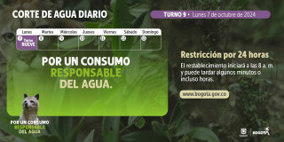 Racionamiento de agua en Bogotá, Chía, Sopó lunes 7 de octubre de 2024