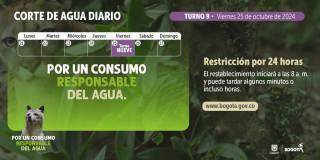 Racionamiento de agua en Bogotá, Chía, Sopó 25 de octubre de 2024