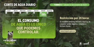 Racionamiento de agua en Bogotá sábado 12 de octubre de 2024 