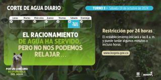 Racionamiento de agua en Bogotá sábado 19 de octubre de 2024 