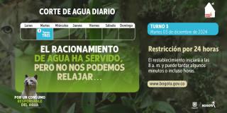 Racionamiento de agua en Bogotá martes 3 de diciembre de 2024 