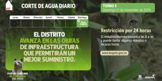 Racionamiento de agua en Bogotá domingo 17 de noviembre 2024 