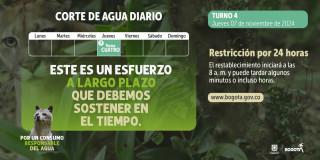 Racionamiento de agua en Bogotá y Soacha jueves 7 de noviembre 2024 